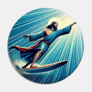 Jesus Christ Surfing Pin