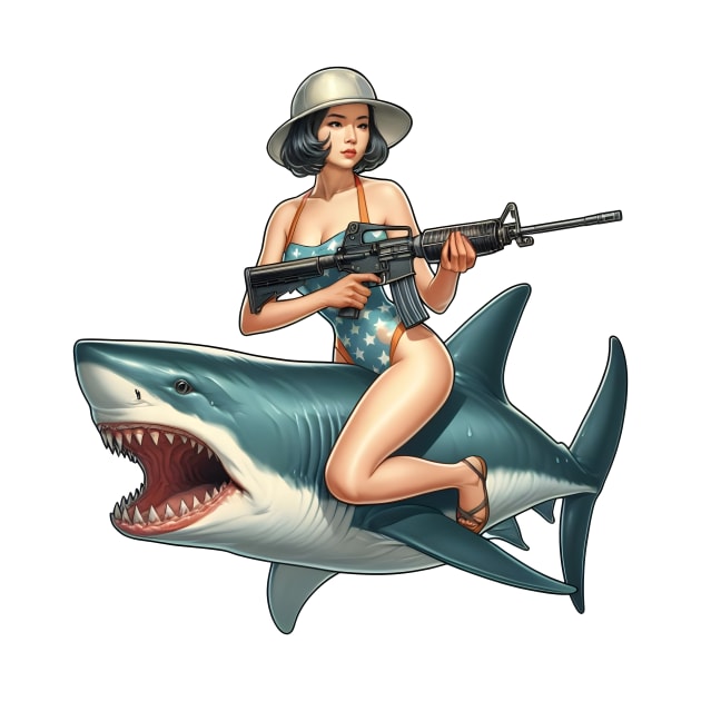 Tactical Girl and Shark by Rawlifegraphic