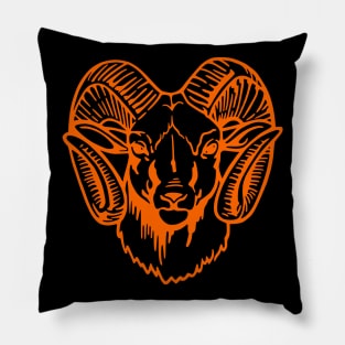 Mascot Head of a Ram (Drawing - Illustration) Safety Orange Pillow