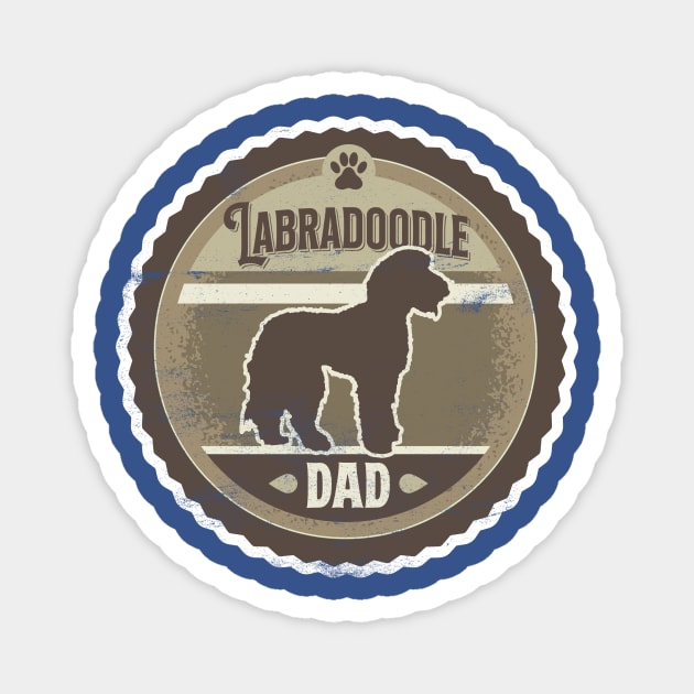 Labradoodle Dad - Distressed Labradoodle Silhouette Design Magnet by DoggyStyles