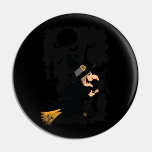 Vintage Comic Witch Pin