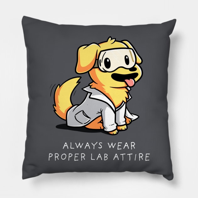 Always Wear Proper Lab Attire Cute Funny Dog Puppy Lover Corgi Animal Lover Quote Pillow by LazyMice