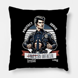 Vintage Valor: Dashing Police Pinu Hot Officer - Retro Funny Style Pillow