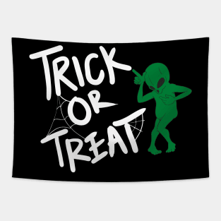 Alien Trick Or Treat Halloween Night Tapestry