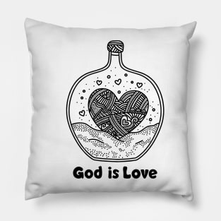 God is love. Doodle illustration. Pillow