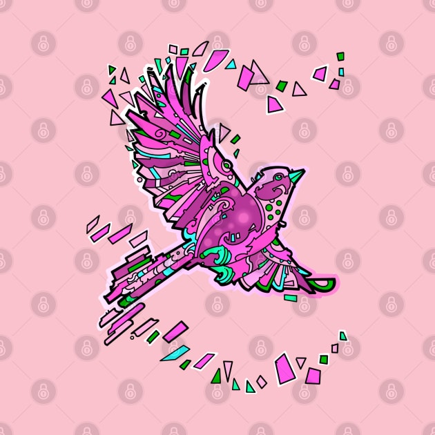 Pink geometric bird flying by weilertsen