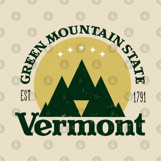 Green Mountain State,  Vermont Version 2 (Distressed) by TaliDe