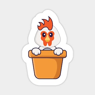 Cute chicken in a flower vase. Magnet