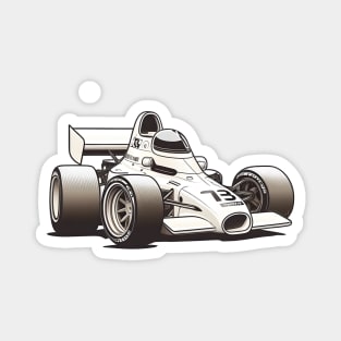 White Formula One Race Car Magnet