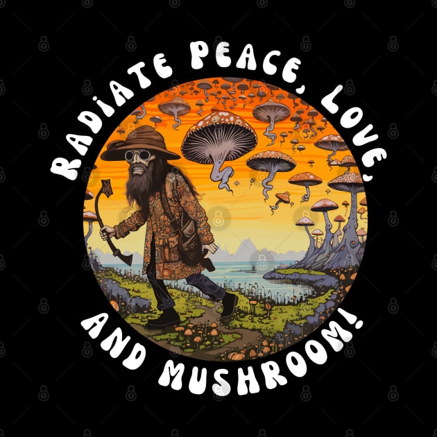 Radiate Peace Love and Mushrooms by MushMagicWear