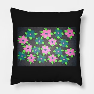 Bold Flowers in Pink and Blue Pillow