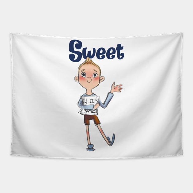 Sweet boy Tapestry by Lu Lapin