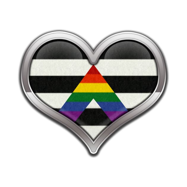 Large Chrome Heart in LGBT Ally Pride Flag Colors by LiveLoudGraphics