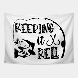 Less Talk More Fishing - Gift For Fishing Lovers, Fisherman - Black And White Simple Font Tapestry