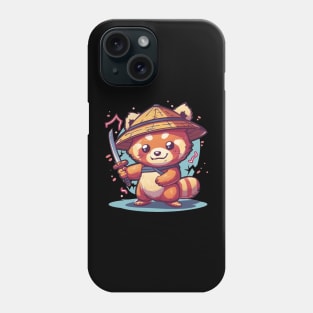 Cute Samurai Red Panda with sword and electric Phone Case