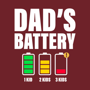 Funny Dad of 3 kids Low Battery Father’s Day T-Shirt