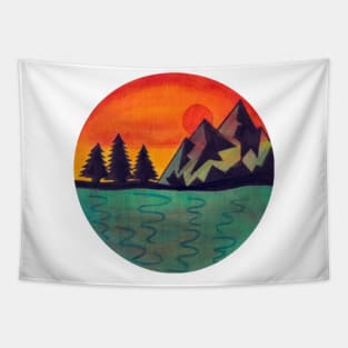 Orange Sunset Tapestry