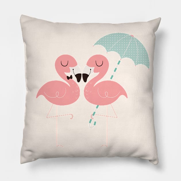 Flamingo lovers Pillow by Khatii