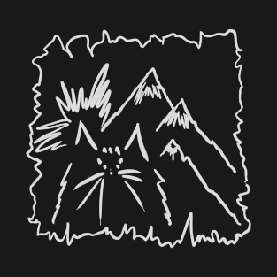 Cat and mountains (Print on pocket) T-Shirt