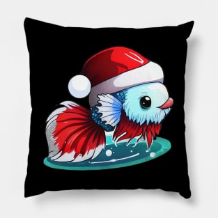 COOL BETTA FISH WITH SANTA HAT - CHRISTMAS Pillow