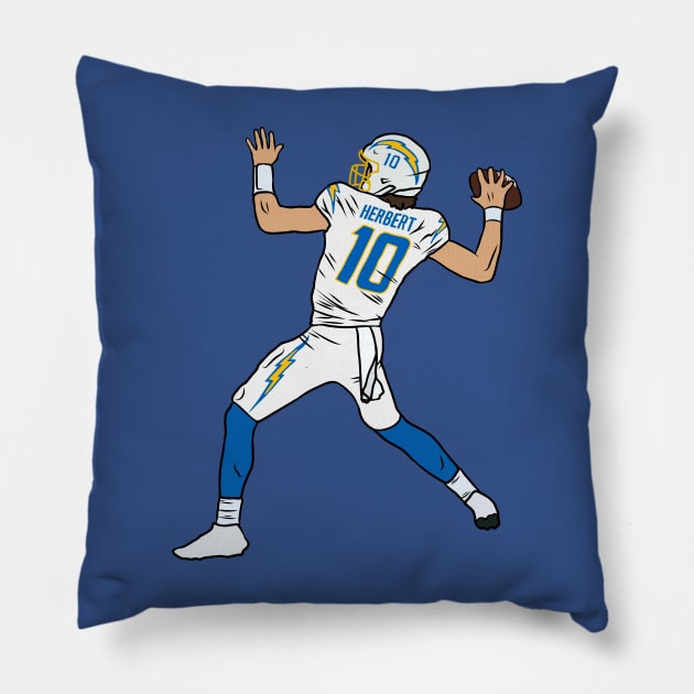 Justin Herbert Throw Pillow by rattraptees