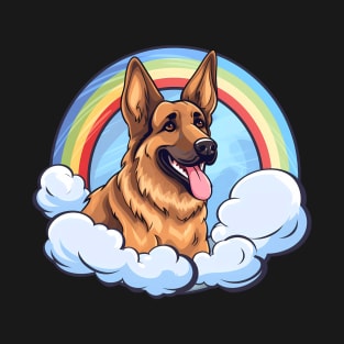 Cute German Shepherd Rainbow Cloud Kawaii Dog Happy Puppy T-Shirt