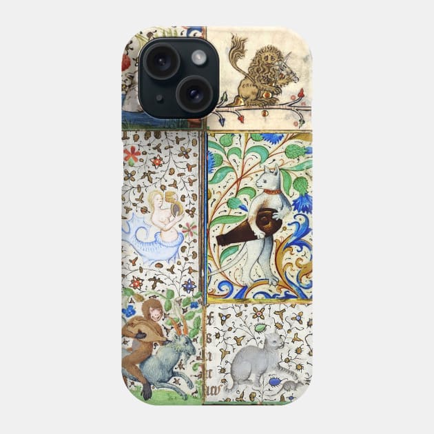 MEDIEVAL BESTIARY PLAYING MUSICAL INSTRUMENTS, MERMAIDS  AMONG FLOWERS AND FRUITS Phone Case by BulganLumini