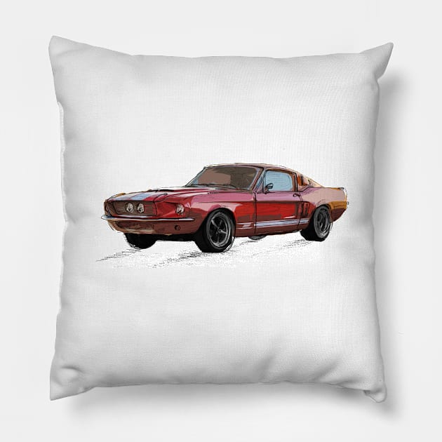 Classic Mustang Red Pillow by jdm1981