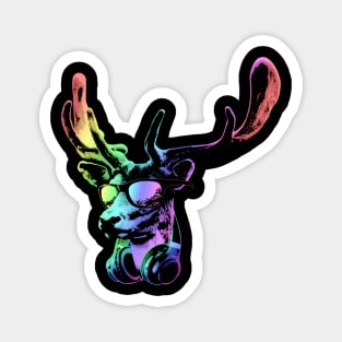 Deer Neon DJ Cool and Funny Music Animal With Sunglasses And Headphones. Magnet