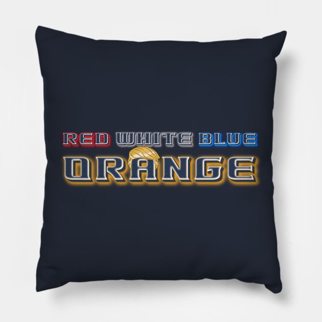 Red, White, Blue & Orange Pillow by ILLannoyed 