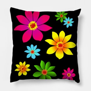 colorful flowers, bloom, blooming, blossoms, petal Pillow