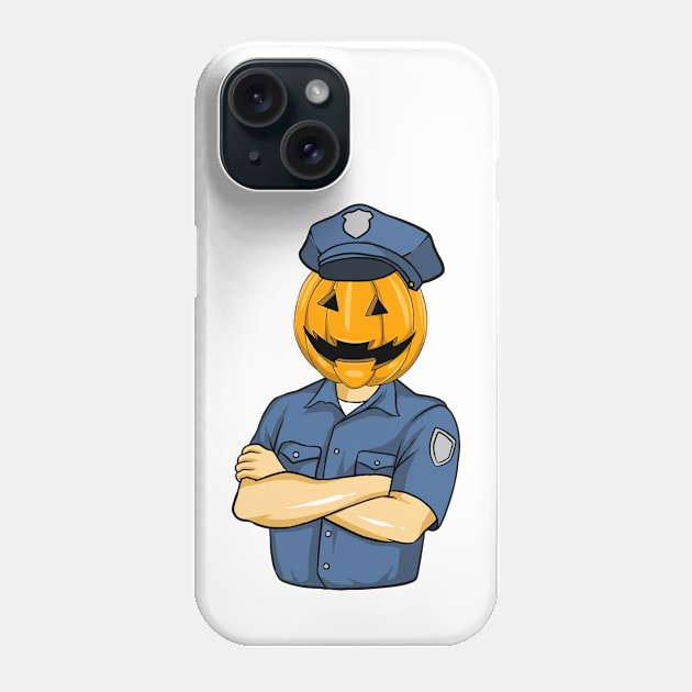 Halloween Policeman Creepy Pumpkin Cop - Jack-o-lantern Policeman Phone Case by Jas-Kei Designs