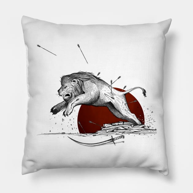 Angry-lion Pillow by Arash Shayesteh