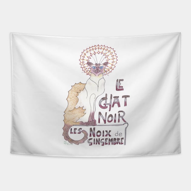 Cafe Au Lait Le Chat Noir Tapestry by MrTiggersShop