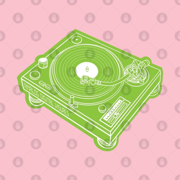 Turntable (White Lines + Yellow Green Drop Shadow) Analog / Music by Analog Digital Visuals