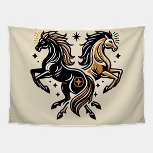 Duo Golden Horse Tapestry