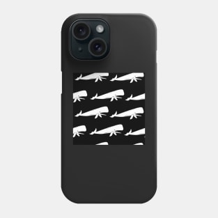 Black and White Whale Repeat Pattern Phone Case