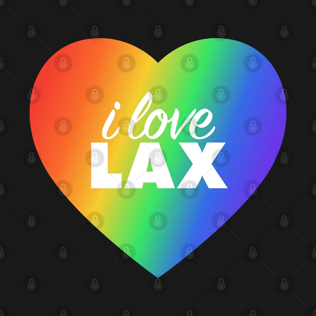 I Love LAX Pride (Los Angeles Airport Code) In Rainbow Colors Heart by modeoftravel