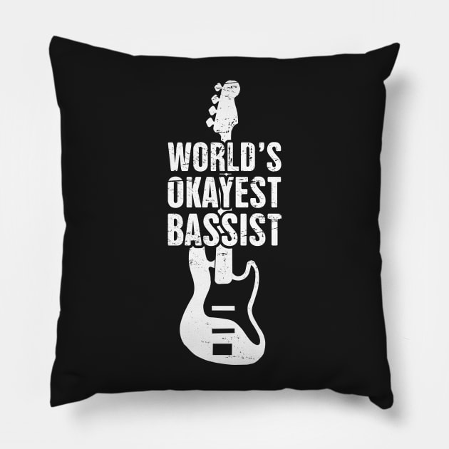 Funny Distressed Bass Guitar Player Design Pillow by MeatMan