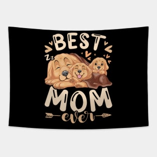 Best Mom Ever Golden Retriever Mother  Puppies Mothers Day Tapestry