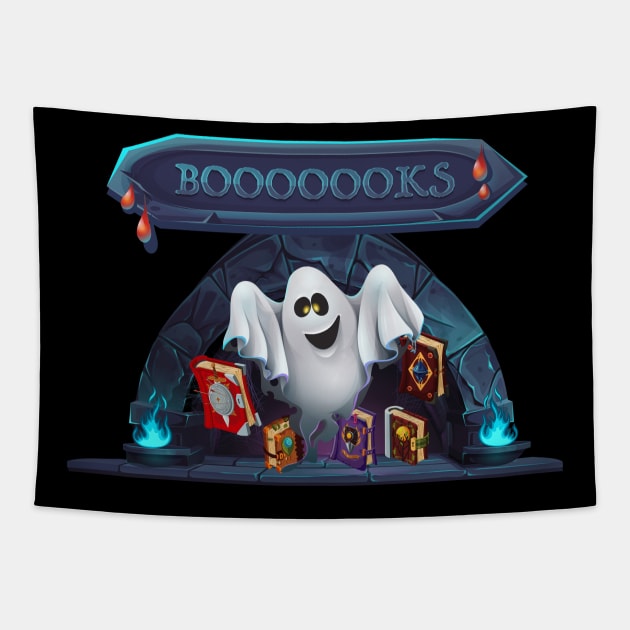 Boooook! Halloween Books Lover Ghost Love Books Tapestry by anubis1986