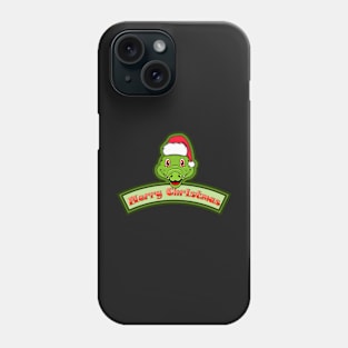 Sticker and Label Of  Crocodile Character Design and Merry Christmas Text. Phone Case