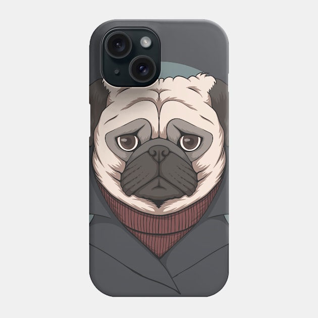 Stoic Pug Illustration Phone Case by SLAG_Creative