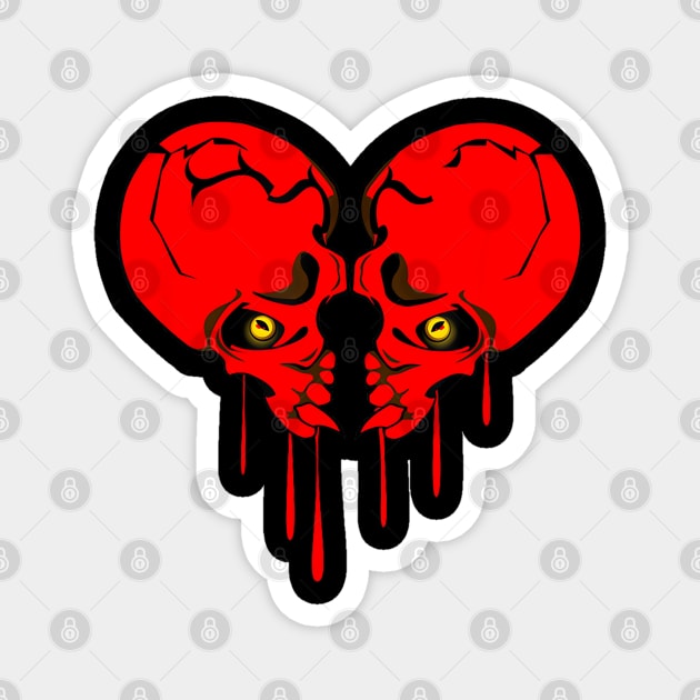 Gothic Skull Heart - Valentine's Day Magnet by The Full Moon Shop