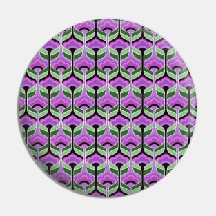 Purple and Green Bubble Flowers Seamless Pattern 1970s Inspired Pin