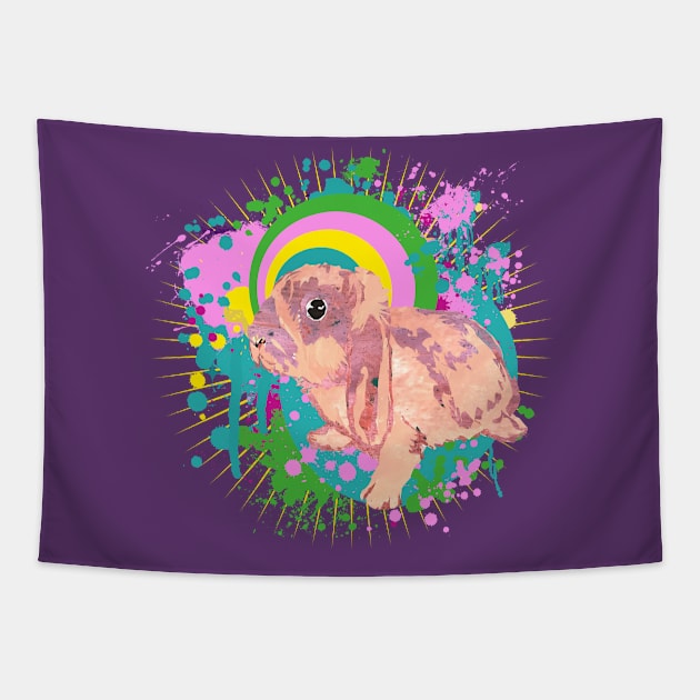 Artistic Pink Bunny Rabbit Tapestry by Gina's Pet Store