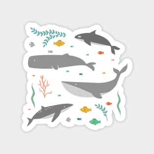 Whales in the Ocean Pattern Magnet
