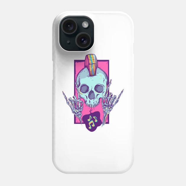 Rock on punk skull Phone Case by Jess Adams