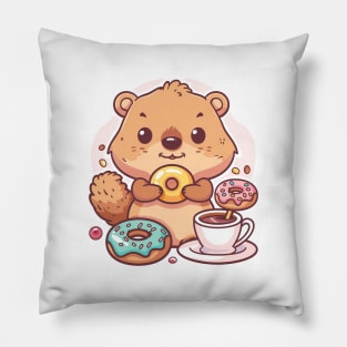 Cute Quokka eating donut Pillow