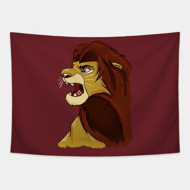 African Cartoon Lion Tapestry by OCDVampire